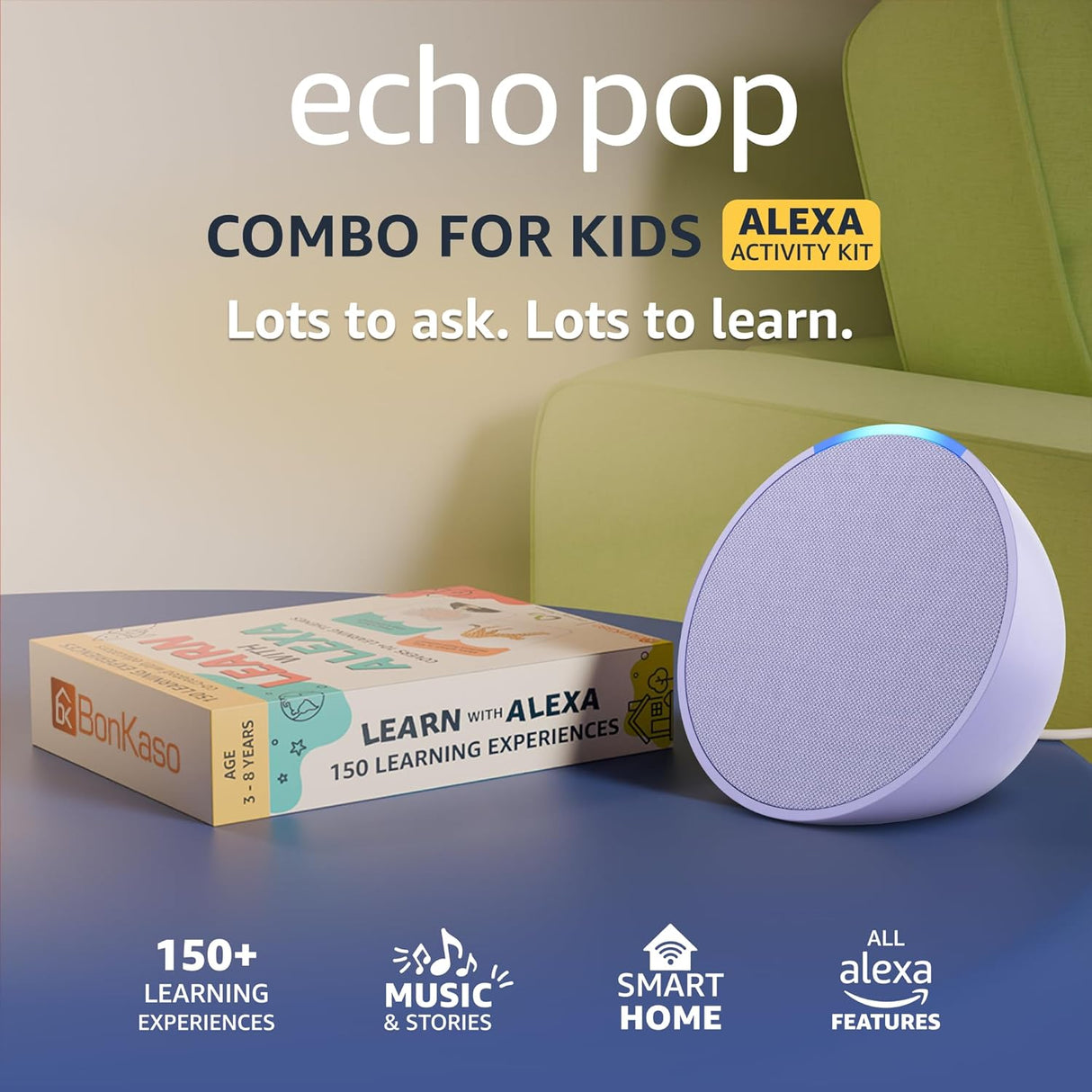 Amazon Echo Pop| Smart speaker with Alexa and Bluetooth| Loud sound, balanced bass, crisp vocals| Black